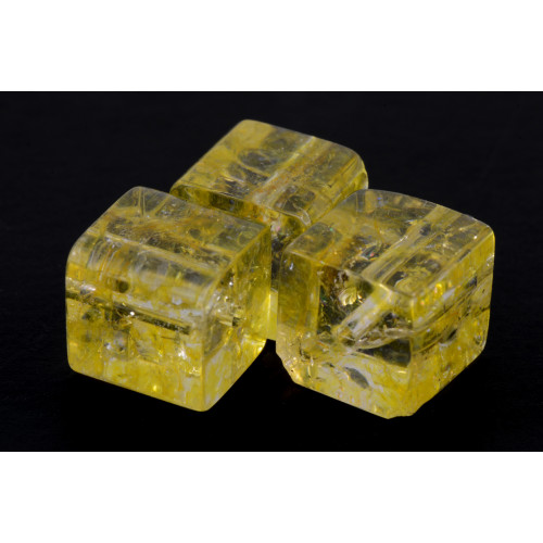 CRACKILE GLASS CUBE 10MM, YELLOW*